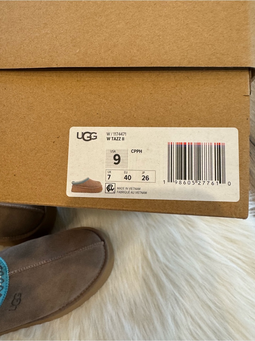 NEW UGG Tazz II Platform Slipper Caribou Sapphire Ice 💙🤍🤎 - Picture 3 of 10